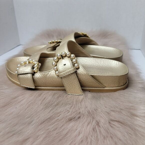 Stuart Weitzman Women’s Piper Metallic Slide Sandals Size 6 - Picture 3 of 7